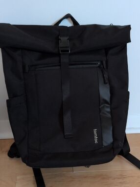 Tomtoc Roll-Top Black Men's Backpack